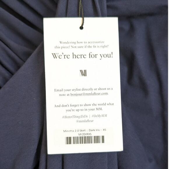 NWT MM. Lafleur The Minetta 2.0 Navy High Waist Midi Draped Skirt, size XS - Picture 4 of 9